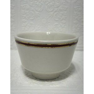 Homer Laughlin China White Restaurant Ramekin Bowl Custard Cup Gold & Red Band